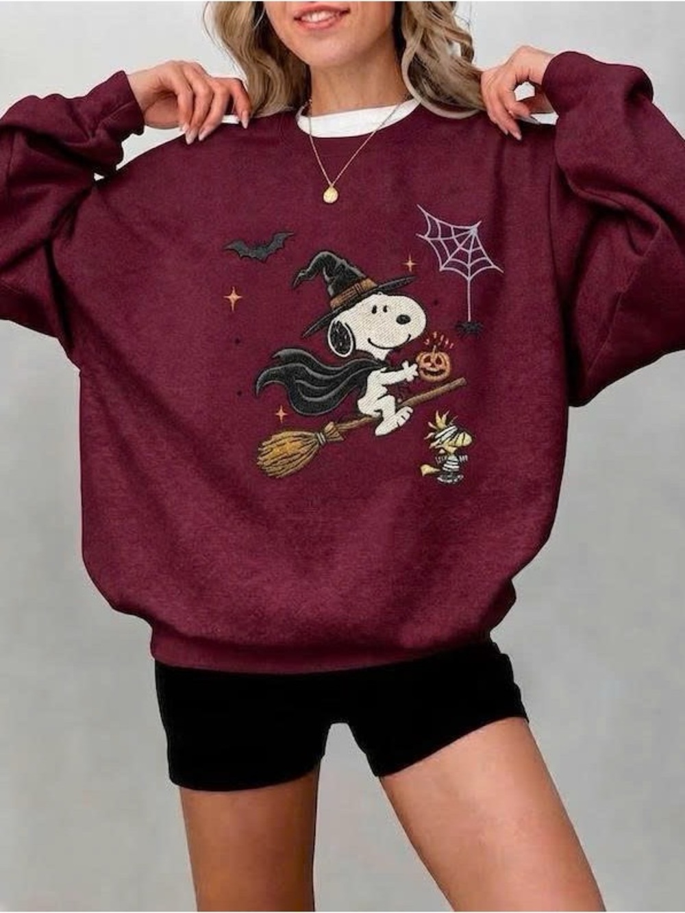 Maroon sn00p Halloween Graphic Sweatshirt - Women's Cozy Pullover